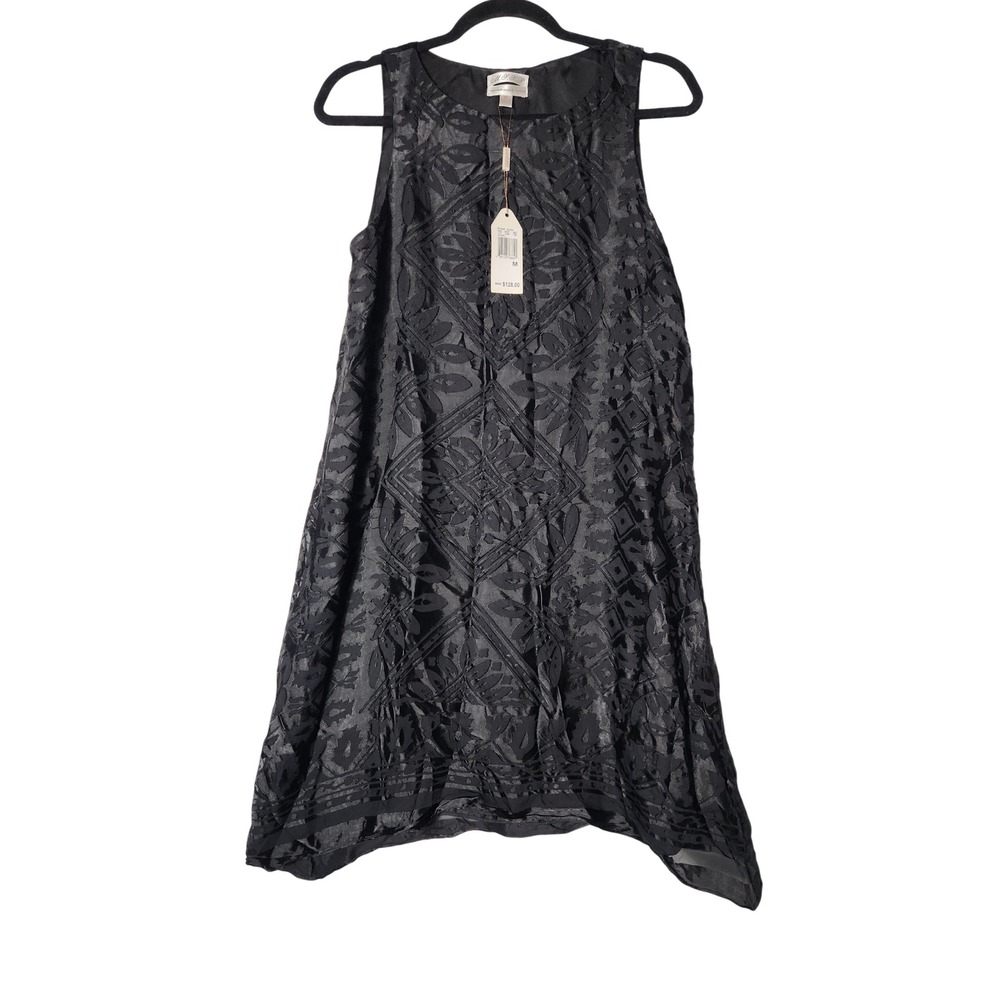 M.S.S.P Black Jacquard Sleeveless Midi Dress - M